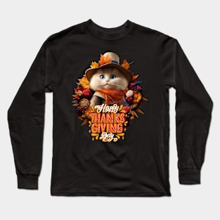 Thanksgiving cats Long Sleeve T-Shirt